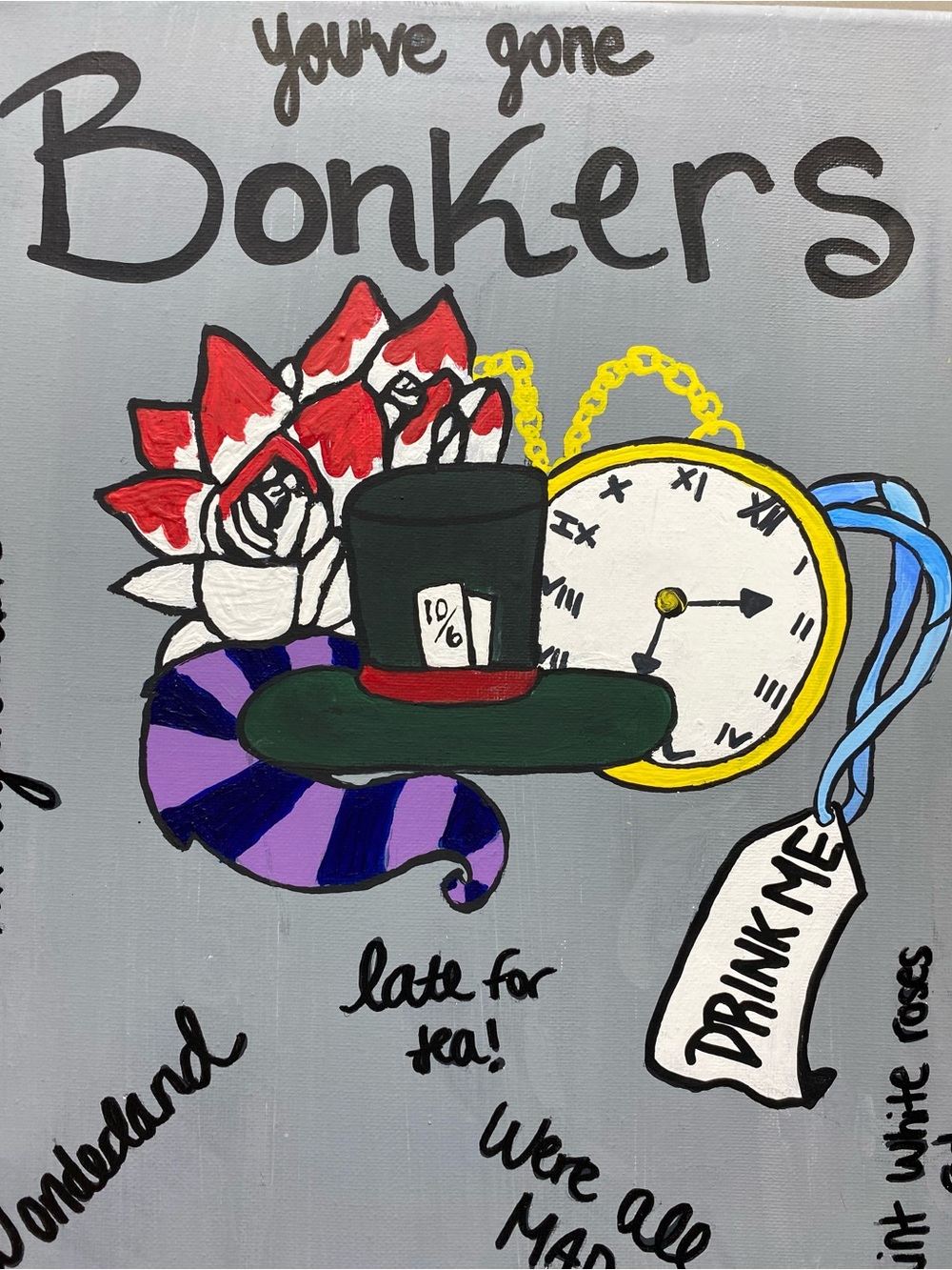 Hand Crafted Wonderland Art with Red and Purple Accents - Picture 4 of 5